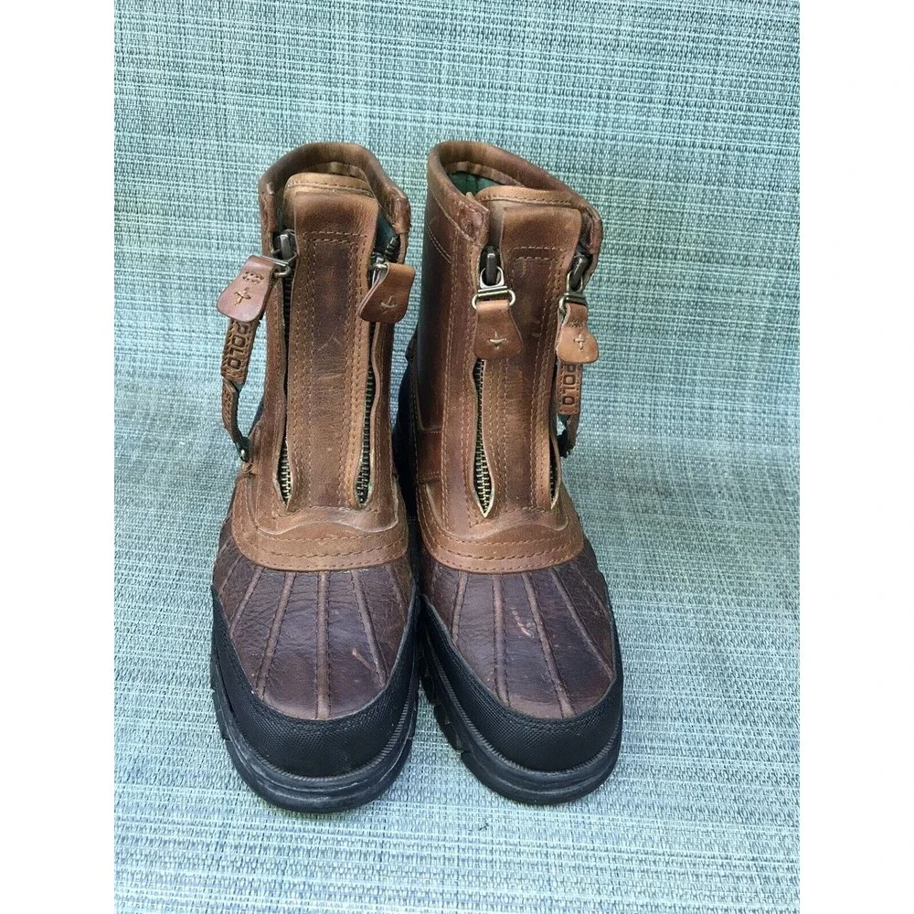 Polo sport Ralph Lauren leather brown big boys youth boots 6.5 B